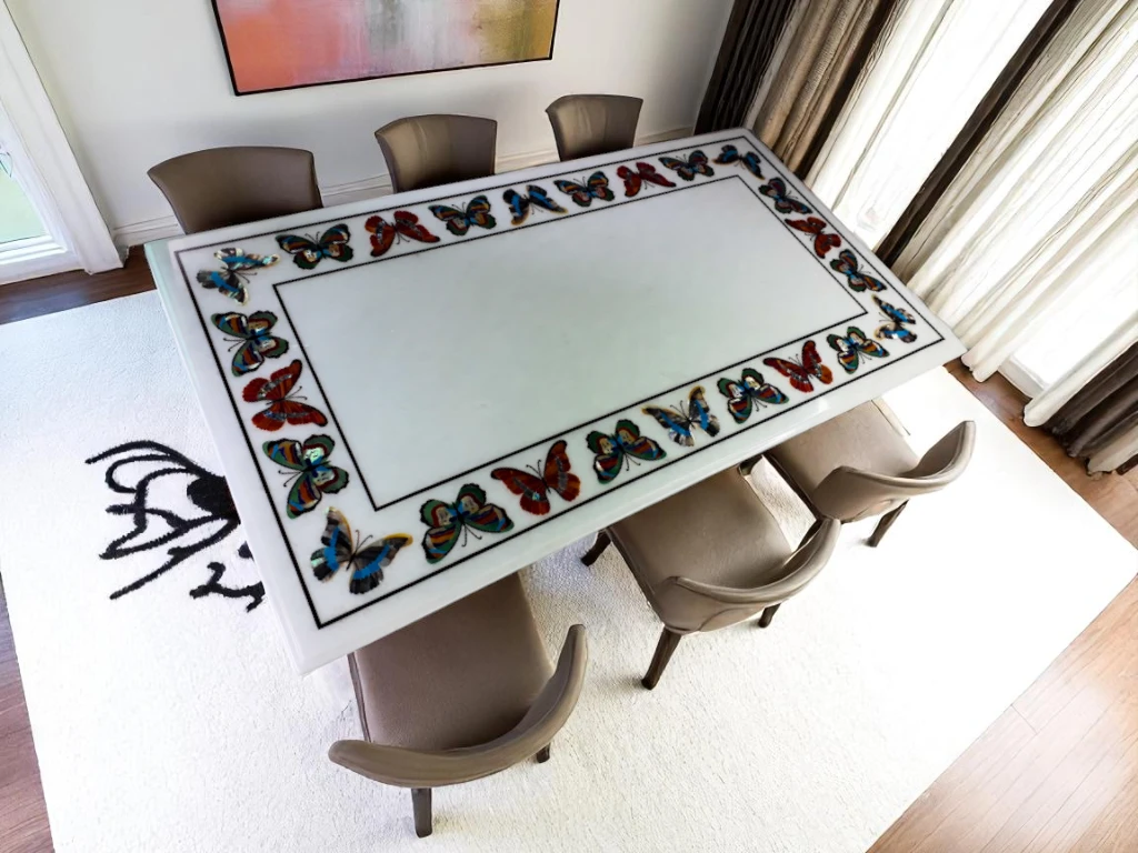 Unique Marble Dining Room Table – Butterfly Design